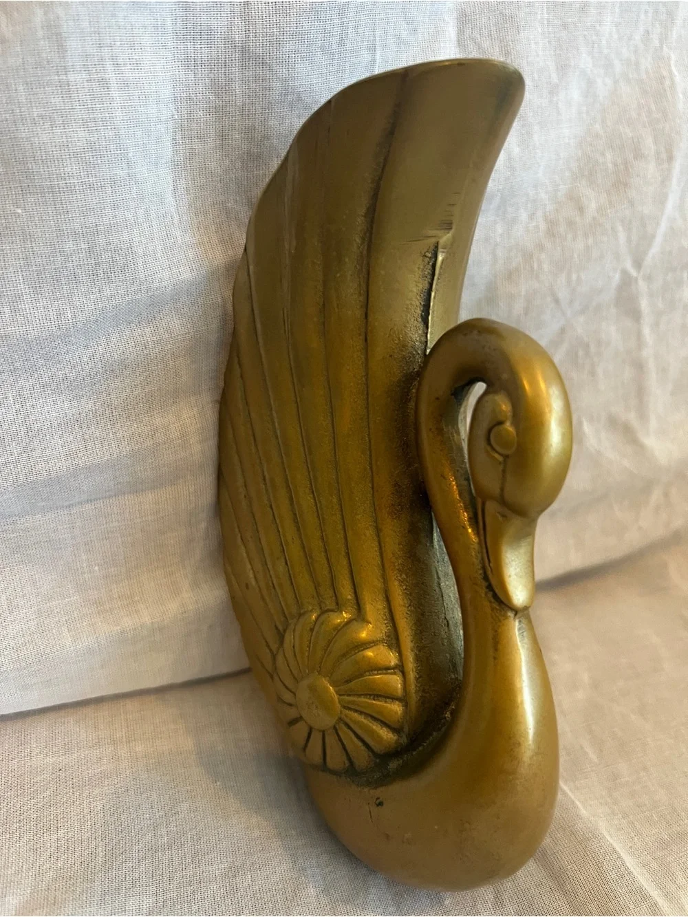 Brass Swan Wall Pocket Sconce Crowing - Picture 3 of 7